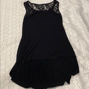 SOLD Black Hi-Low Flowy Lace Tank